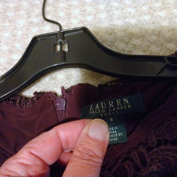 Lauren Ralph Lauren Lace Cocktail Dress 8 Lined Sleeveless Wedding Evening - Picture 5 of 15